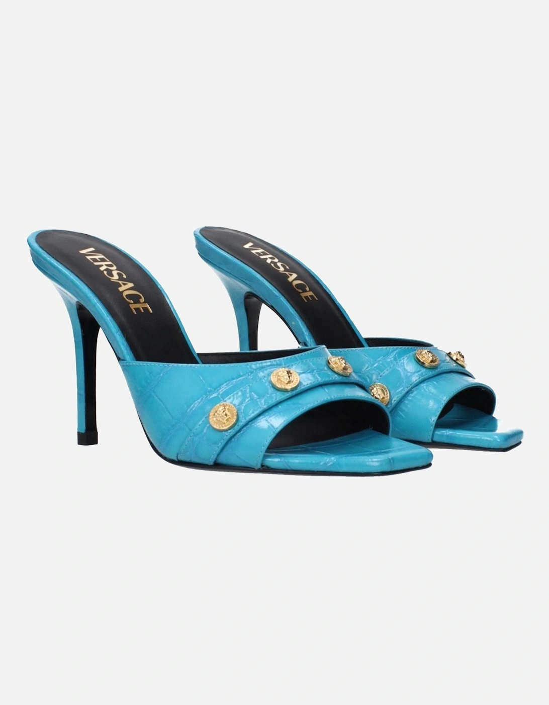 High Heel Open Toe Leather Sandals Women - Light Blue