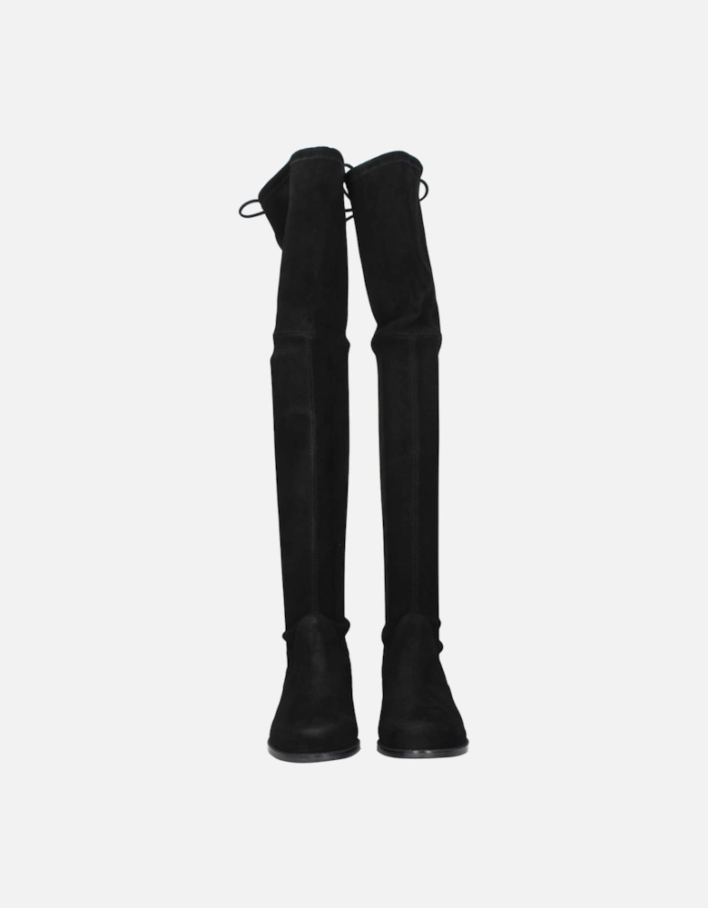 Suede Mid Heel Boots with Aged Vintage Effect Women - Black