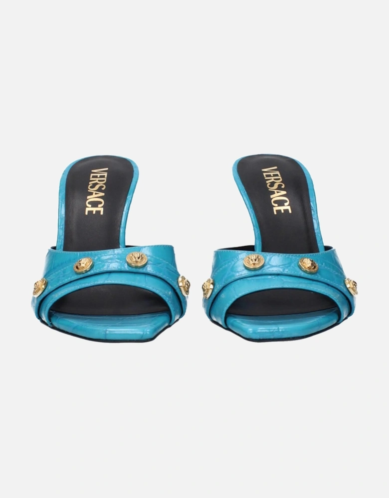 High Heel Open Toe Leather Sandals Women - Light Blue