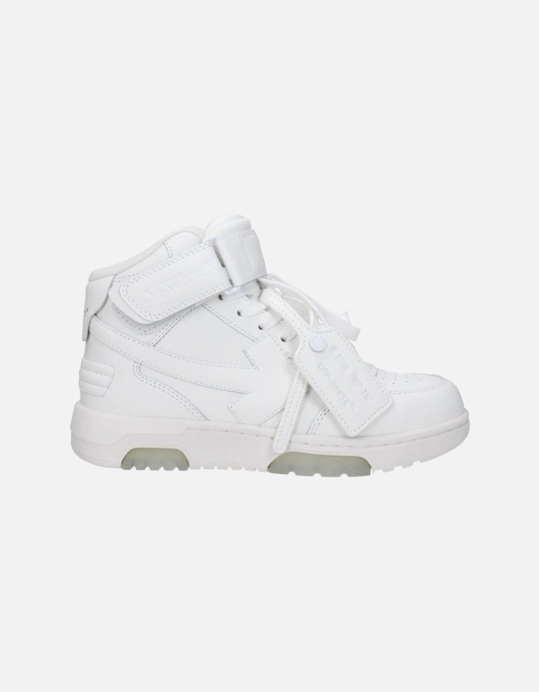Leather Sneakers with Strap Closure and Logos Women - White