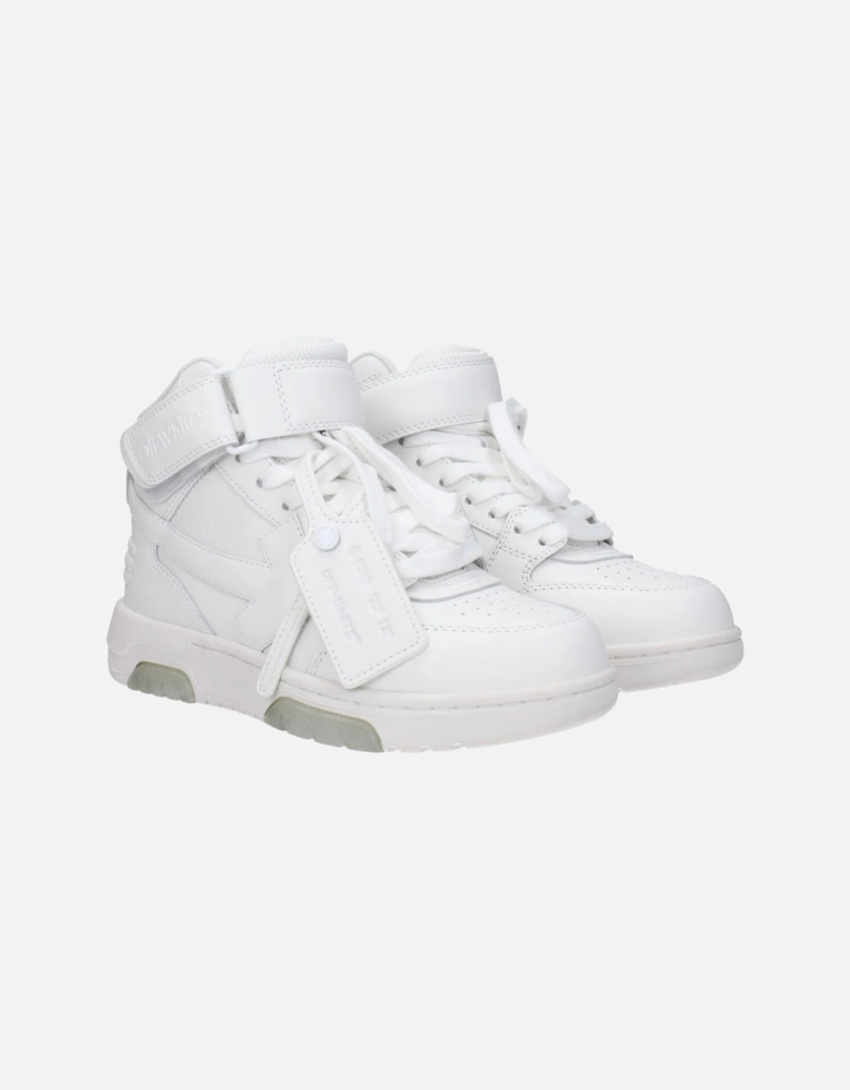 Leather Sneakers with Strap Closure and Logos Women - White