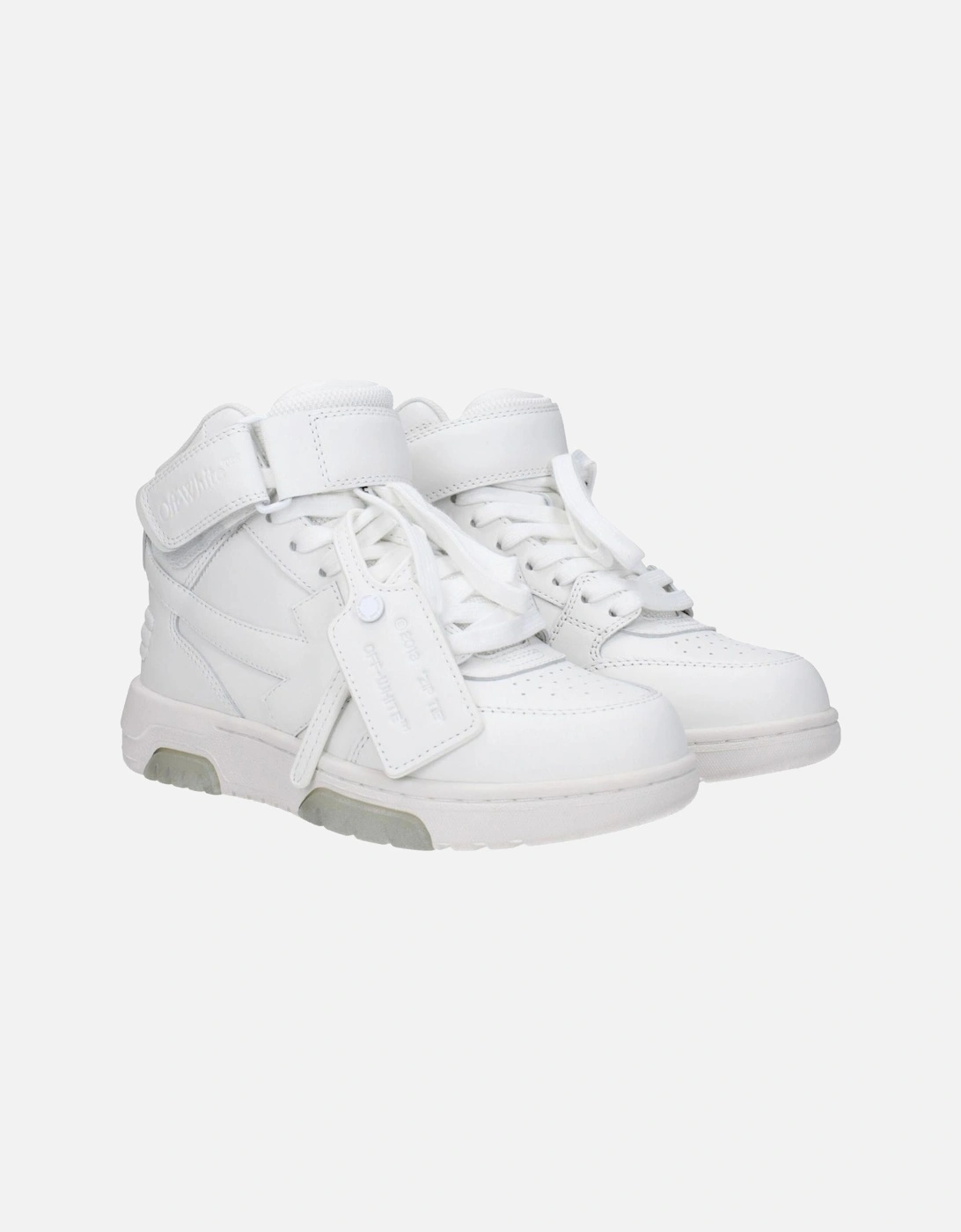 Leather Sneakers with Strap Closure and Logos Women - White