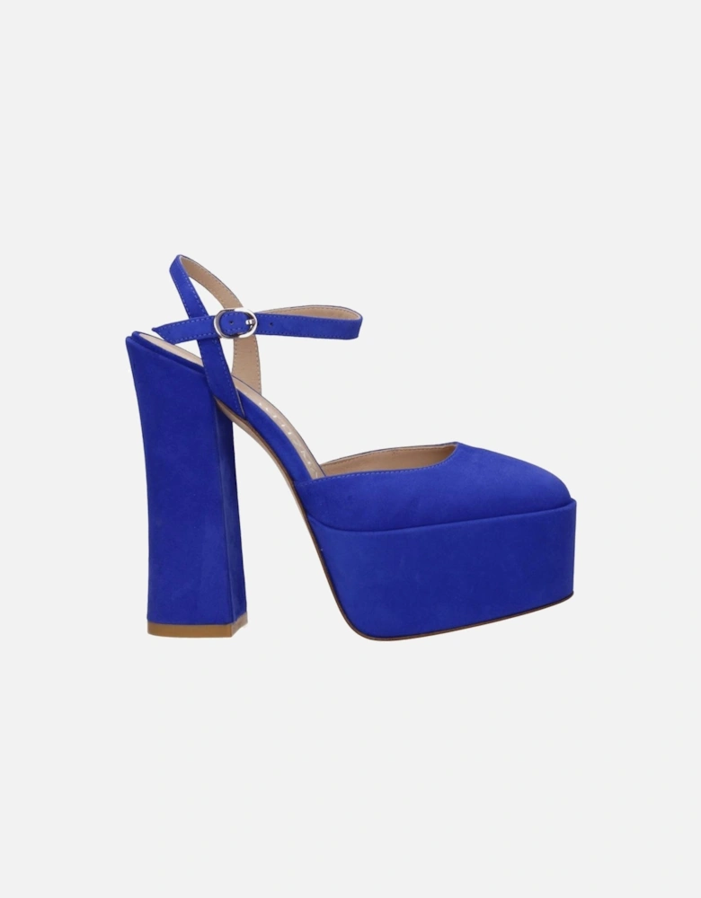 Suede High Heel Sandals with Buckle Closure Women - Blue