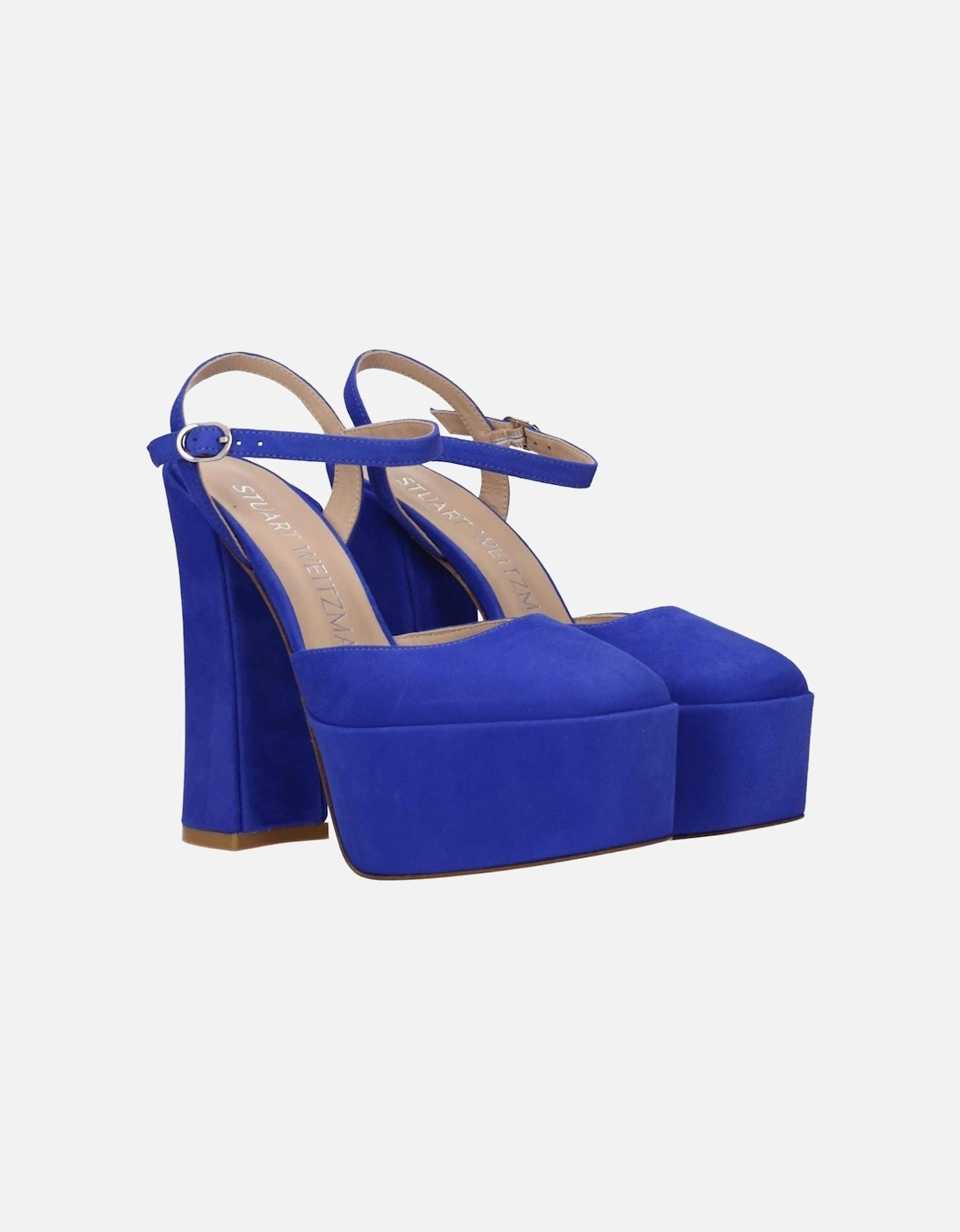 Suede High Heel Sandals with Buckle Closure Women - Blue