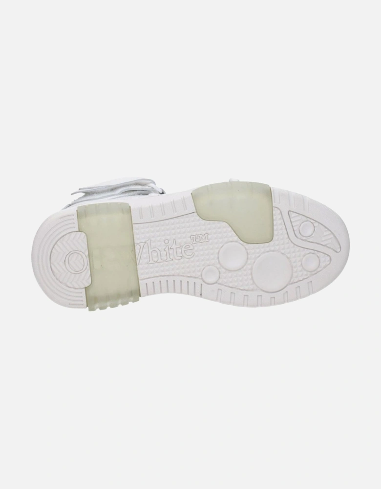 Leather Sneakers with Strap Closure and Logos Women - White