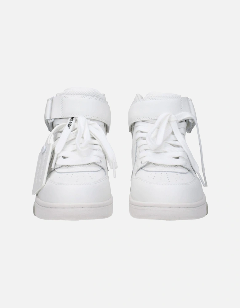 Leather Sneakers with Strap Closure and Logos Women - White