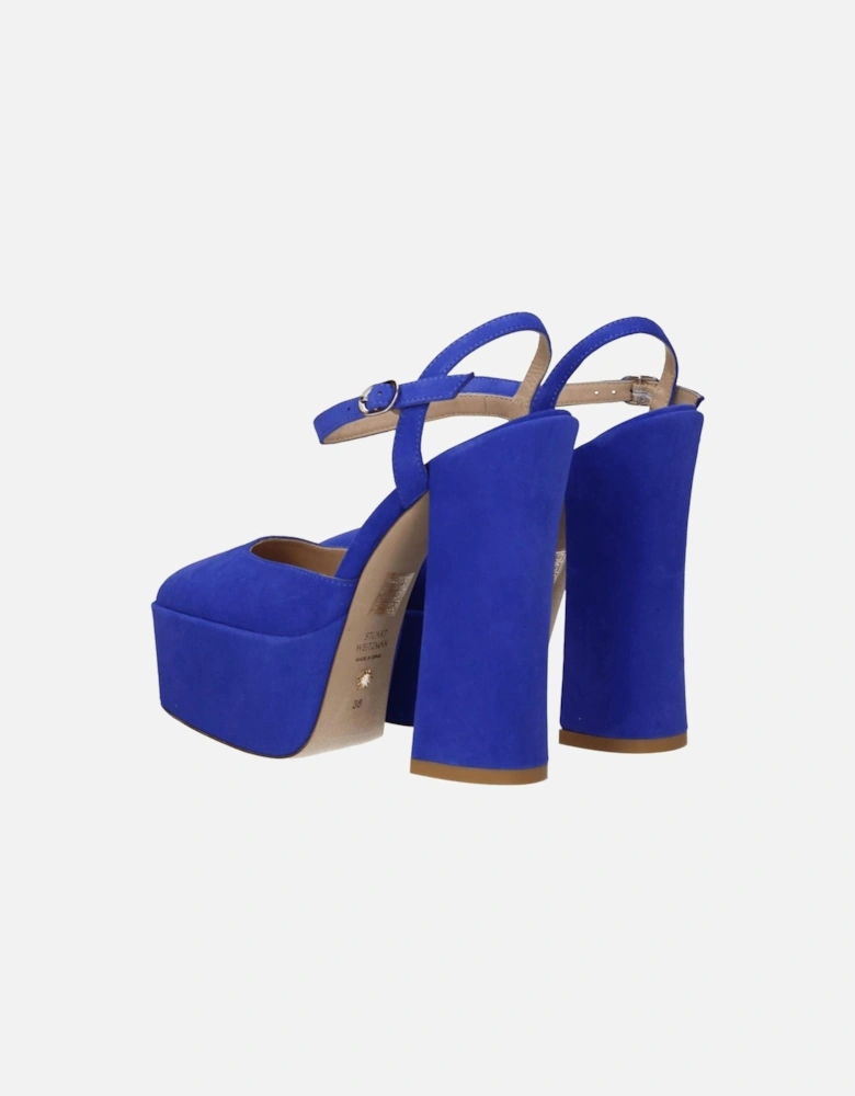 Suede High Heel Sandals with Buckle Closure Women - Blue