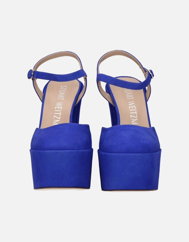Suede High Heel Sandals with Buckle Closure Women - Blue