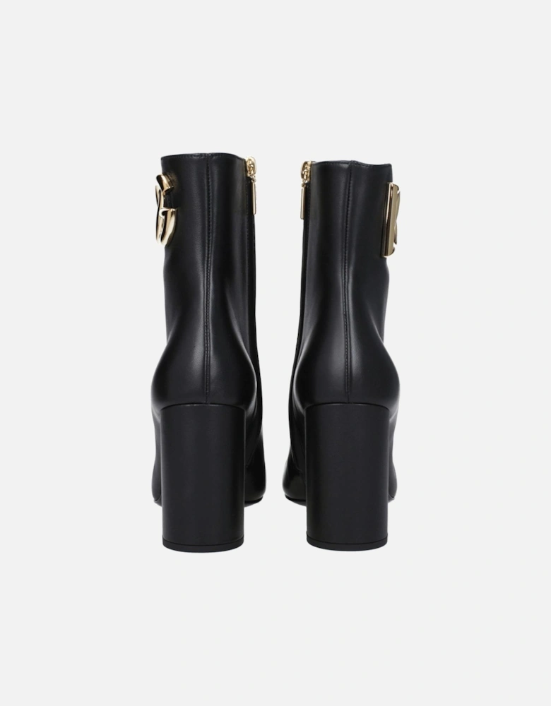 Vintage Effect High Heel Leather Ankle Boots Women - Black