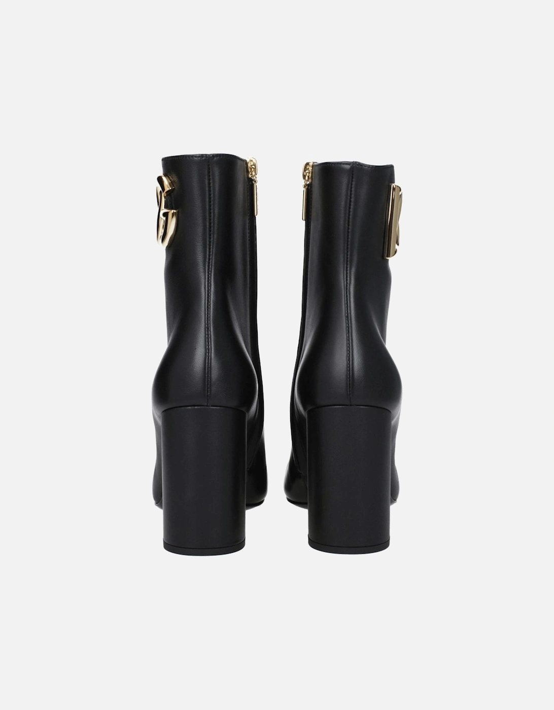 Vintage Effect High Heel Leather Ankle Boots Women - Black