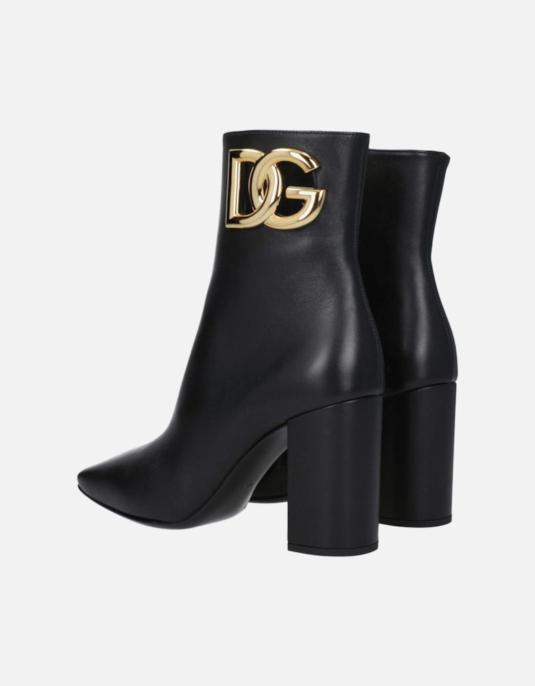 Vintage Effect High Heel Leather Ankle Boots Women - Black