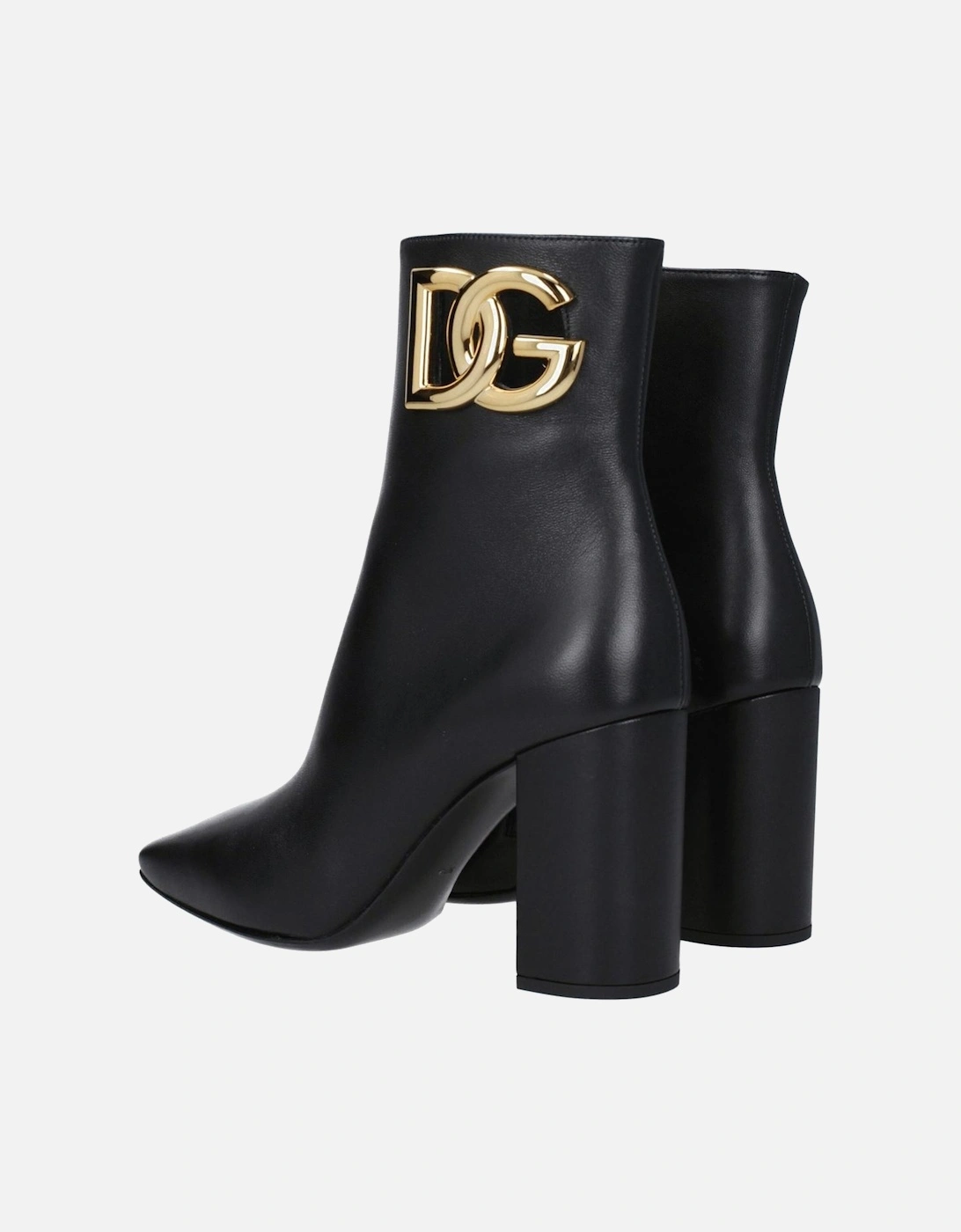 Vintage Effect High Heel Leather Ankle Boots Women - Black
