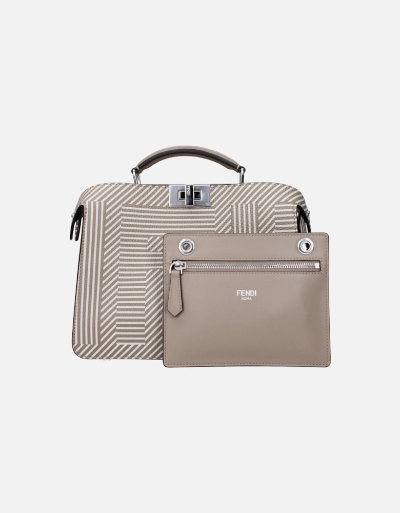 Leather Handbag with Adjustable and Removable Straps Women - Beige