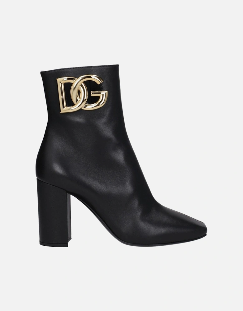 Vintage Effect High Heel Leather Ankle Boots Women - Black