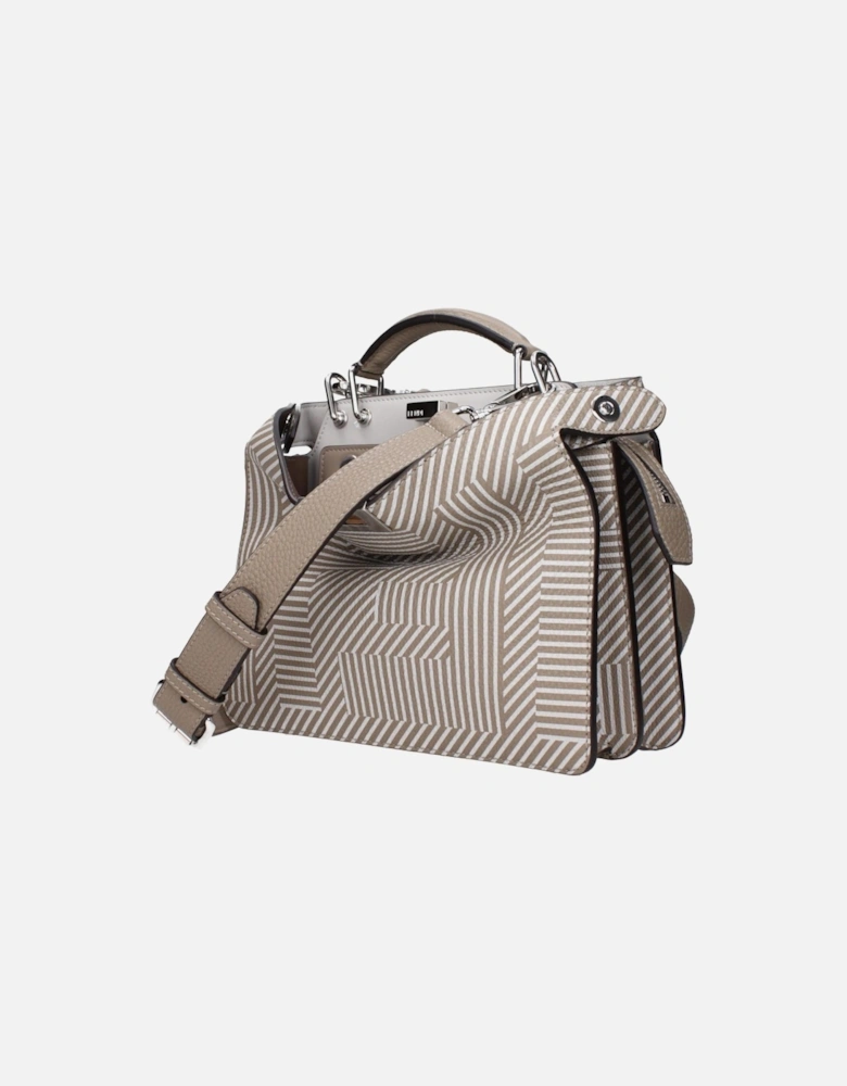 Leather Handbag with Adjustable and Removable Straps Women - Beige