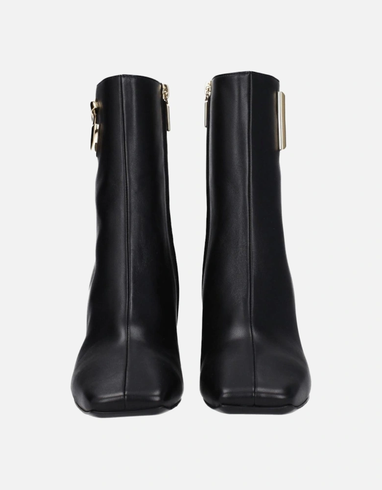 Vintage Effect High Heel Leather Ankle Boots Women - Black