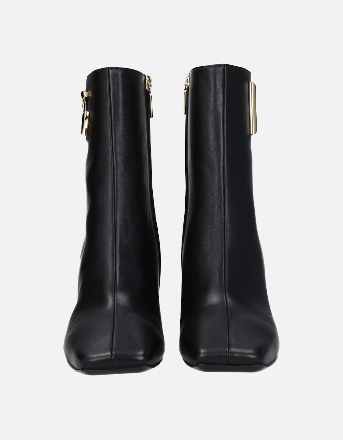 Vintage Effect High Heel Leather Ankle Boots Women - Black