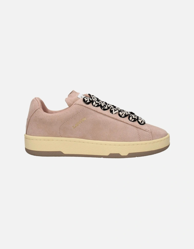Suede Vintage Effect Sneakers with Logos Women - Pink