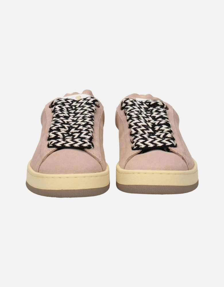 Suede Vintage Effect Sneakers with Logos Women - Pink