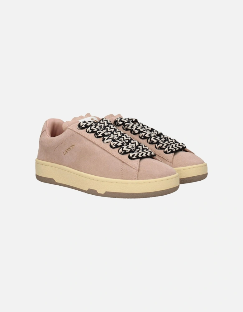 Suede Vintage Effect Sneakers with Logos Women - Pink