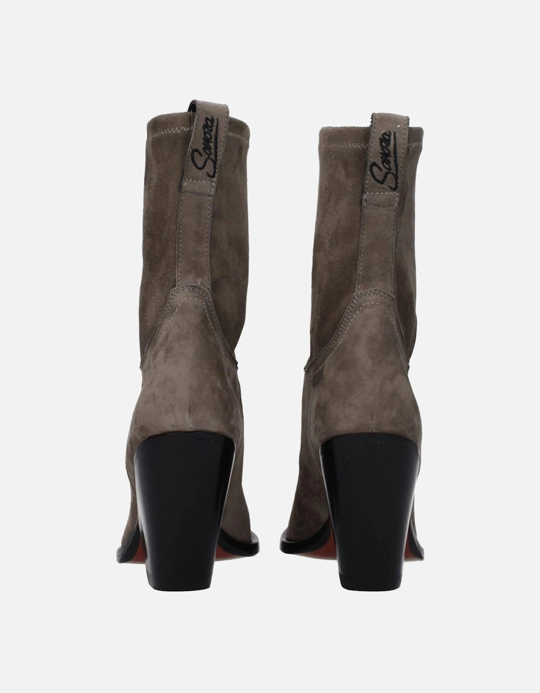 High Heel Pointy Toe Suede Ankle Boots Women - Gray