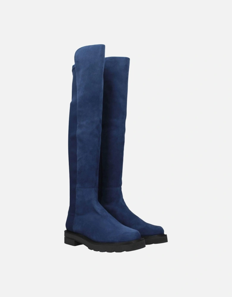 Suede Casual Mid Heel Boots Women - Blue