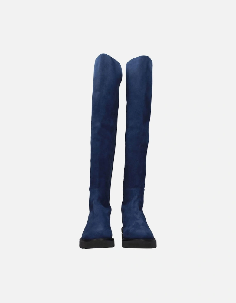 Suede Casual Mid Heel Boots Women - Blue