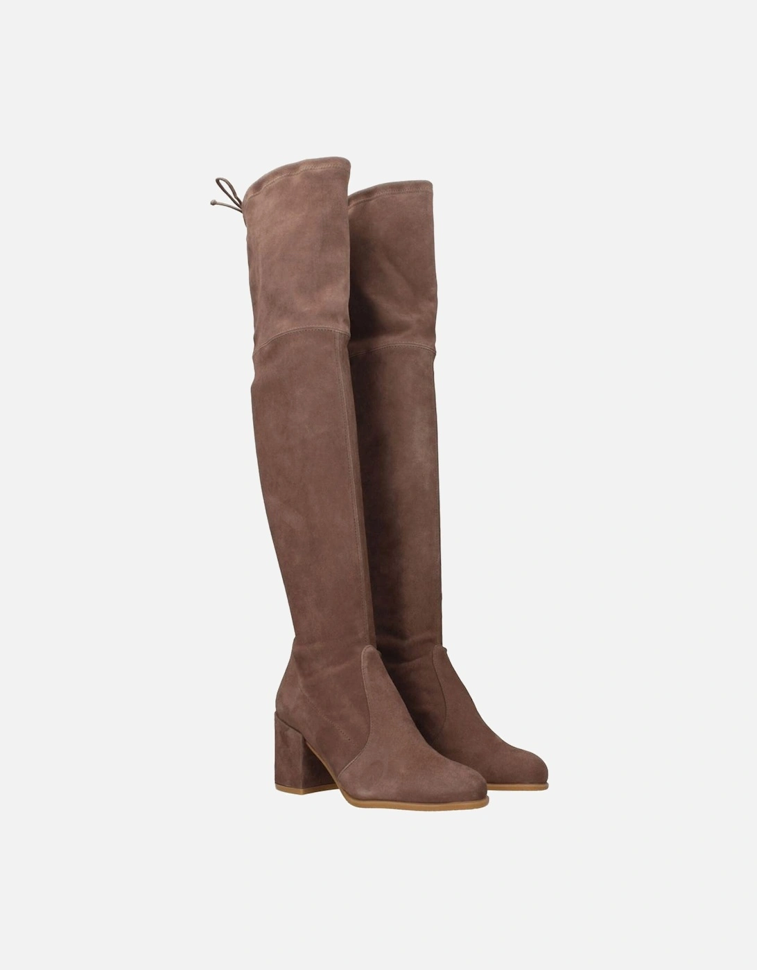 Suede Mid-Heel Round Toe Boots Women - Beige