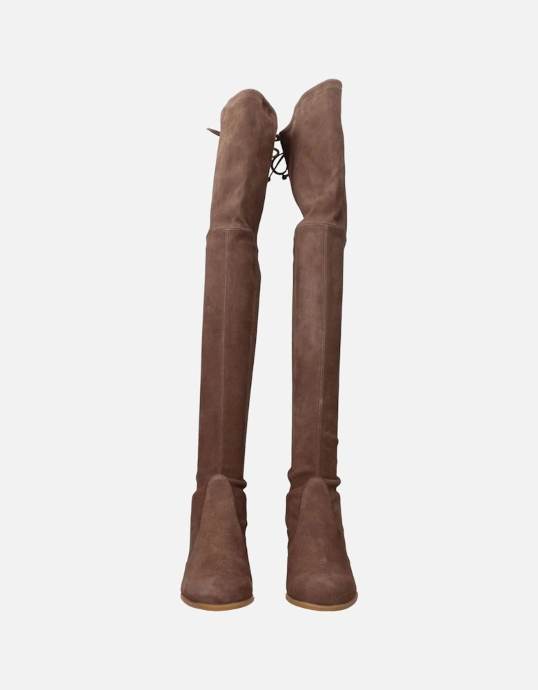 Suede Mid-Heel Round Toe Boots Women - Beige
