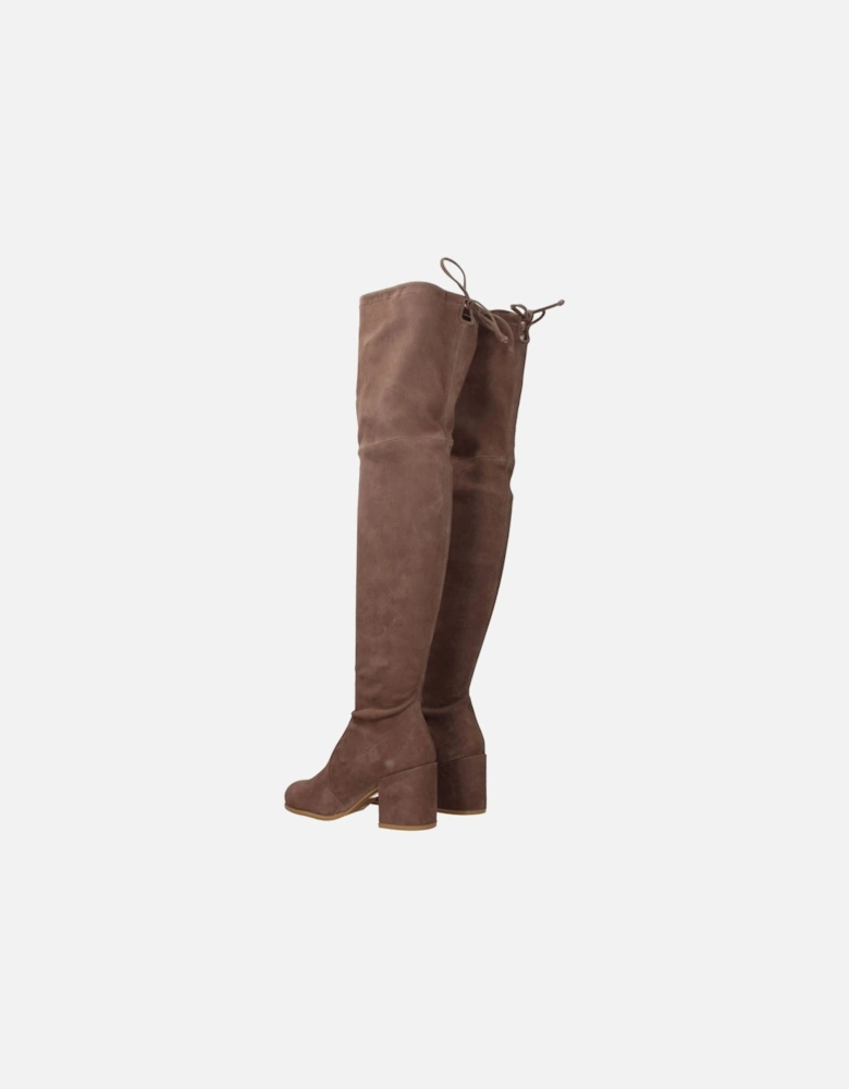 Suede Mid-Heel Round Toe Boots Women - Beige
