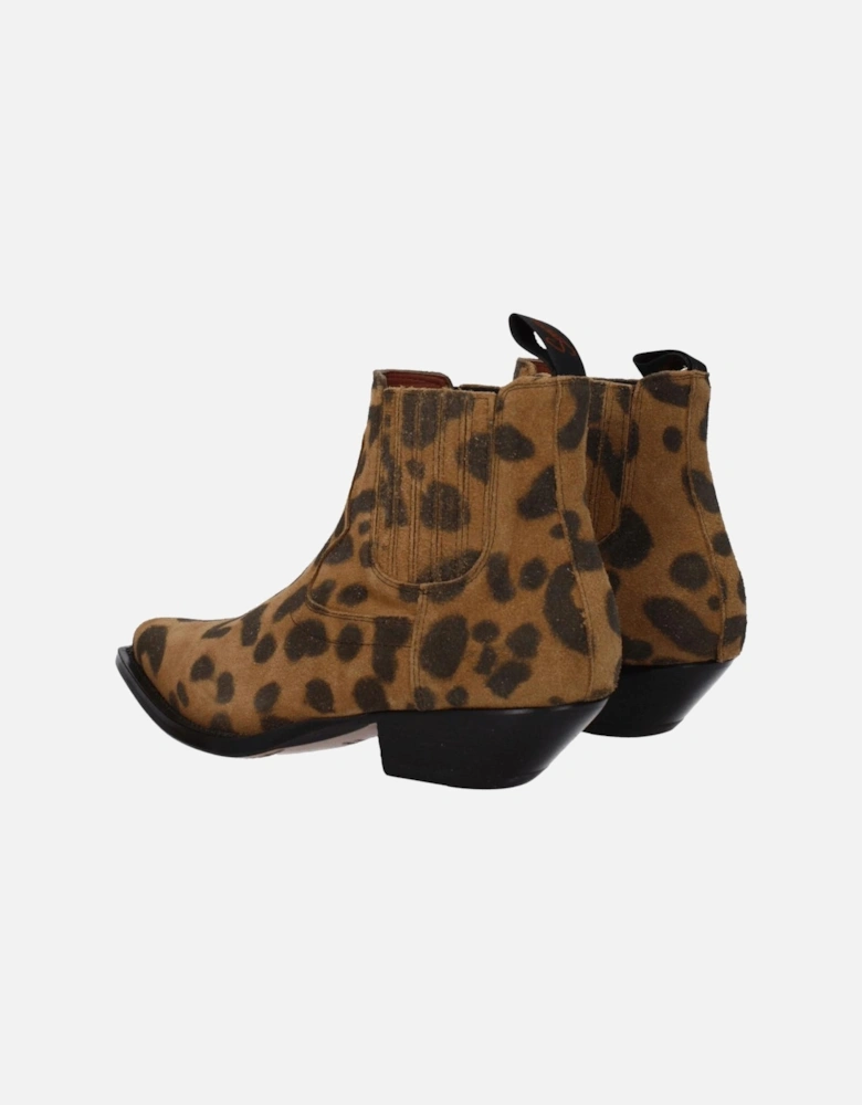 Pointy Toe Suede Ankle Boots with Mid Heels Women - Beige