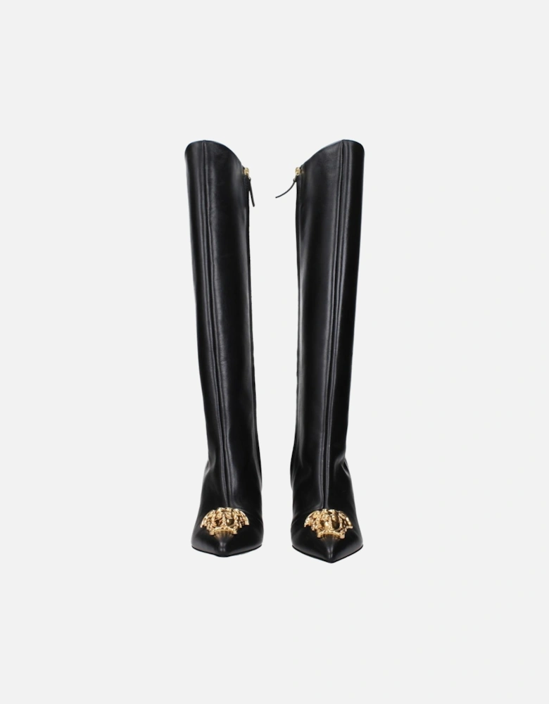 Leather Boots with High Heel and Zip Closure Women - Black