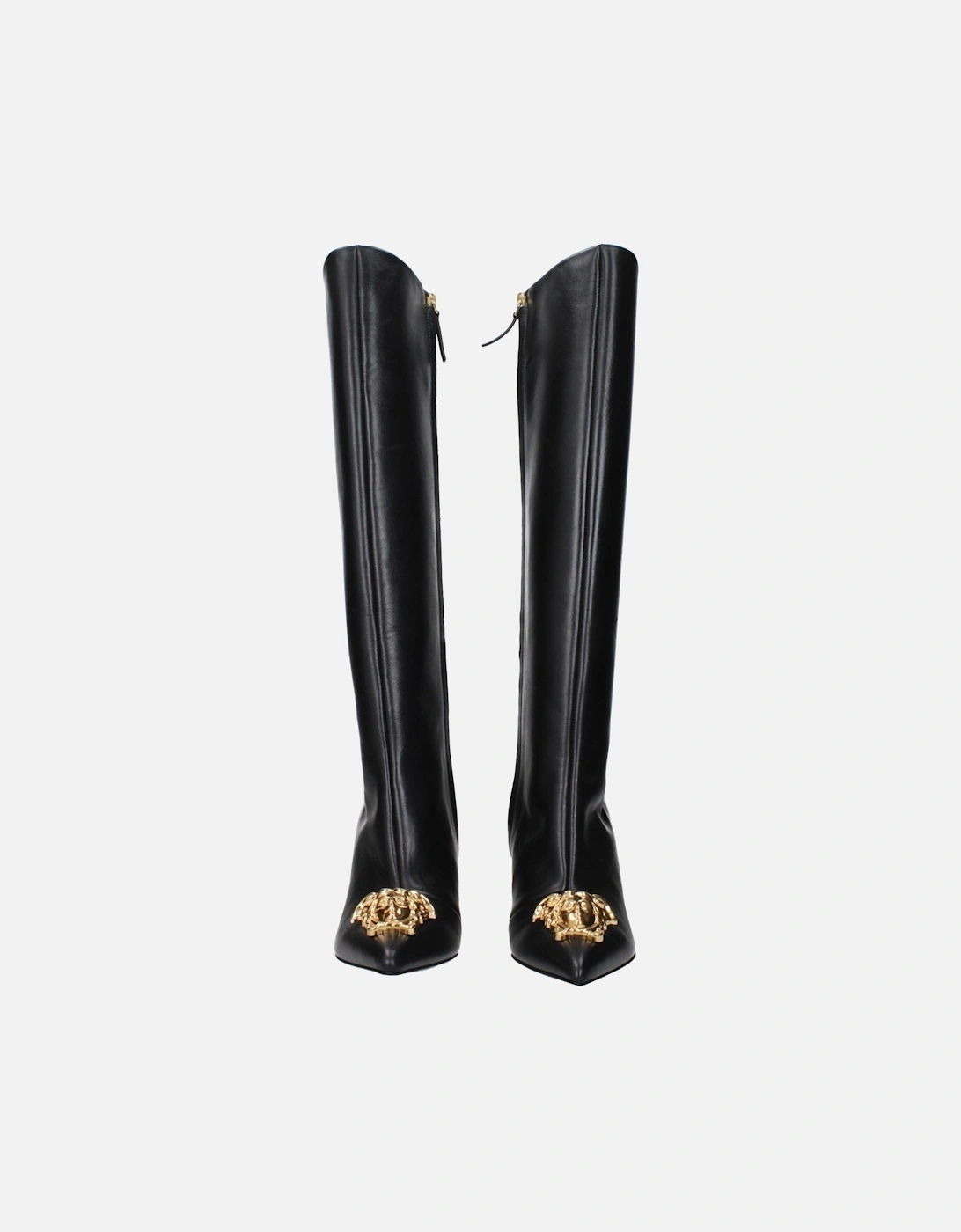 Leather Boots with High Heel and Zip Closure Women - Black