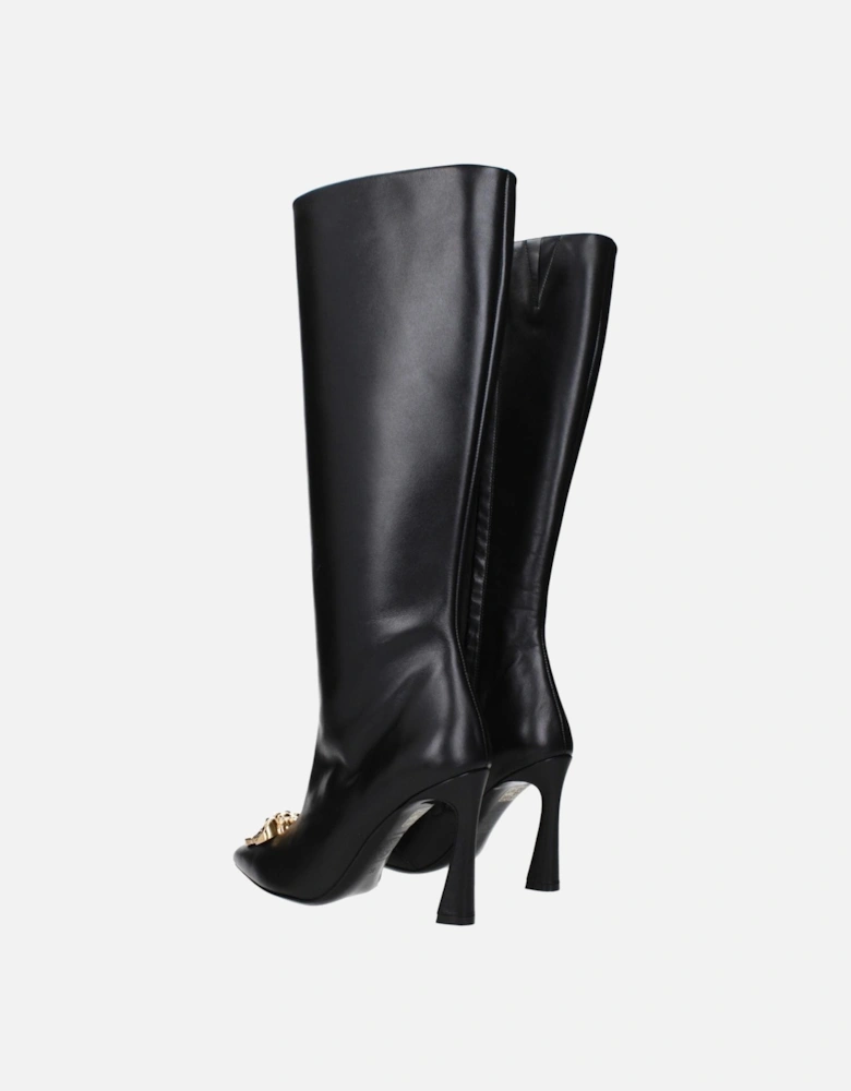 Leather Boots with High Heel and Zip Closure Women - Black