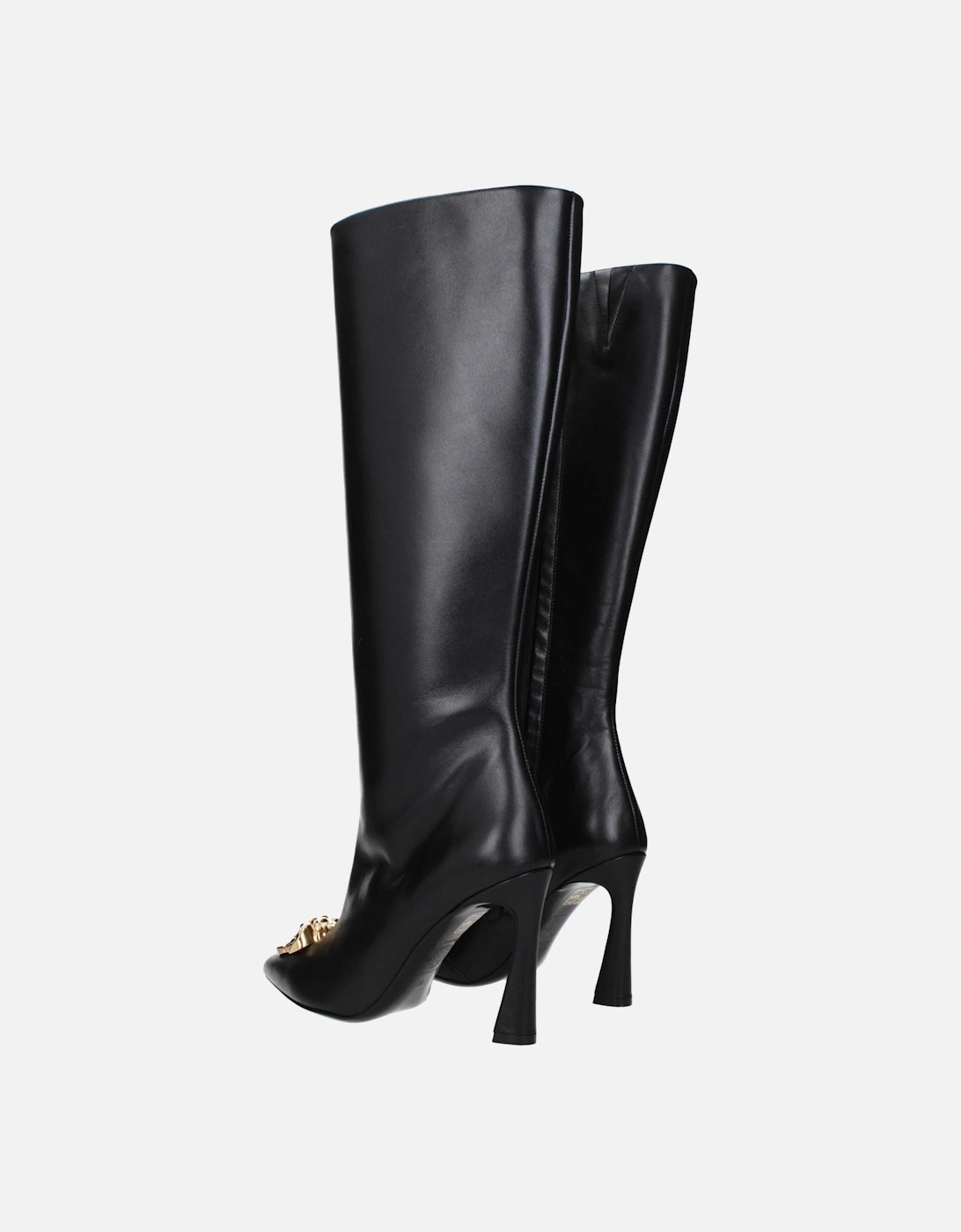 Leather Boots with High Heel and Zip Closure Women - Black