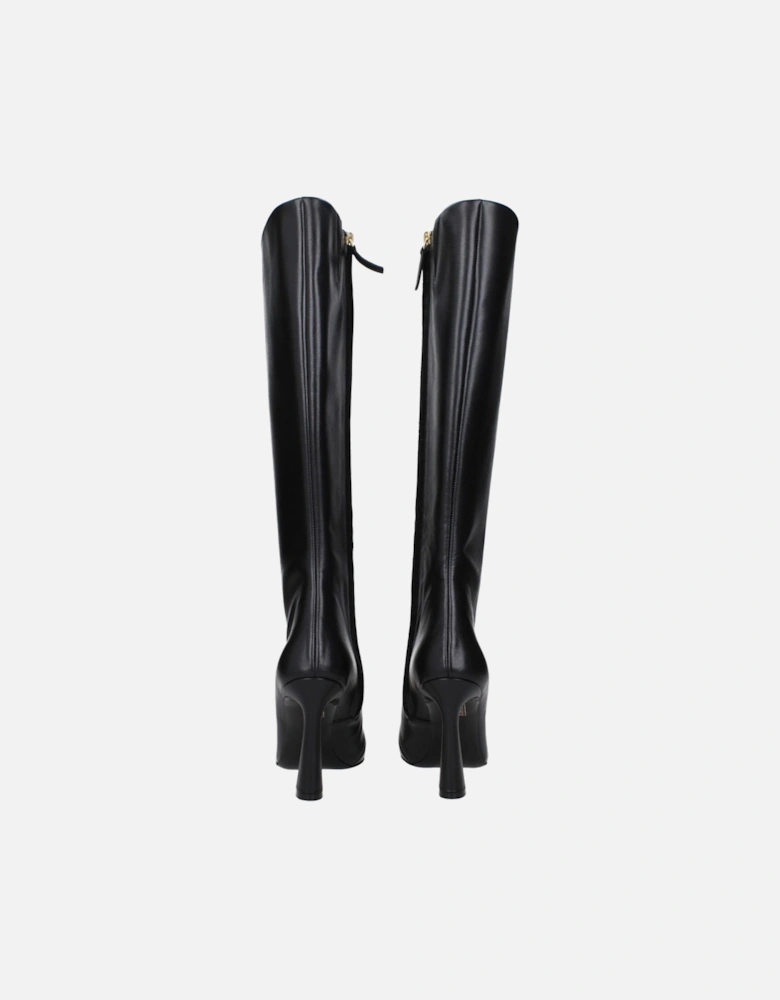 Leather Boots with High Heel and Zip Closure Women - Black