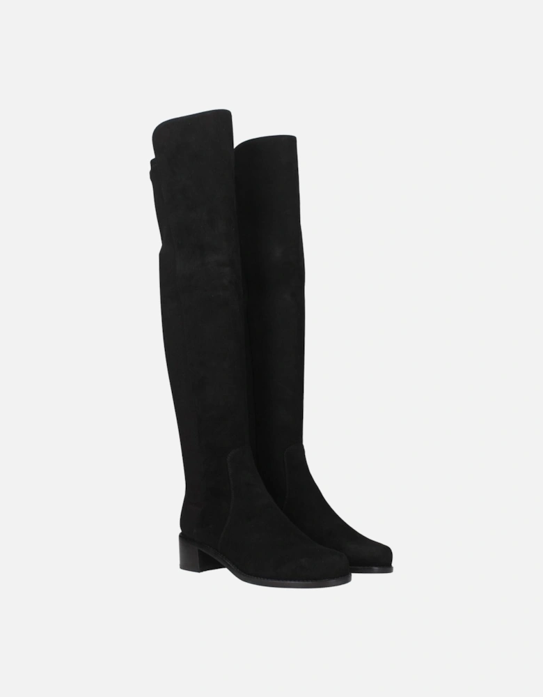 Vintage Effect Suede Boots with Mid Heels Women - Black