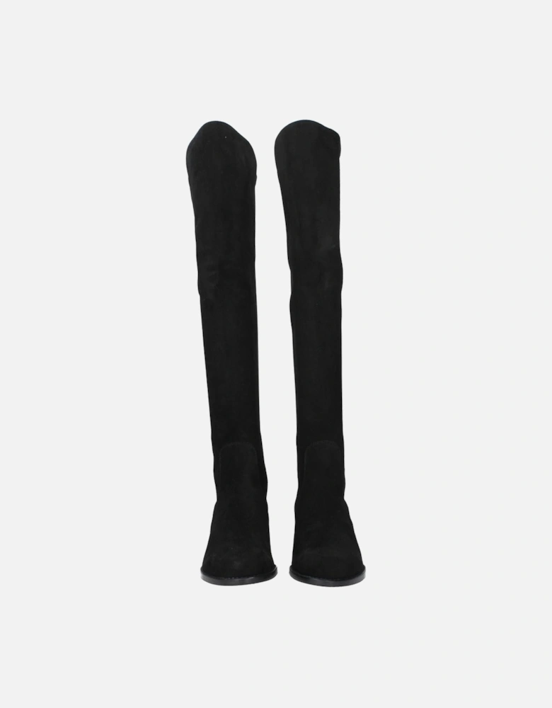Vintage Effect Suede Boots with Mid Heels Women - Black