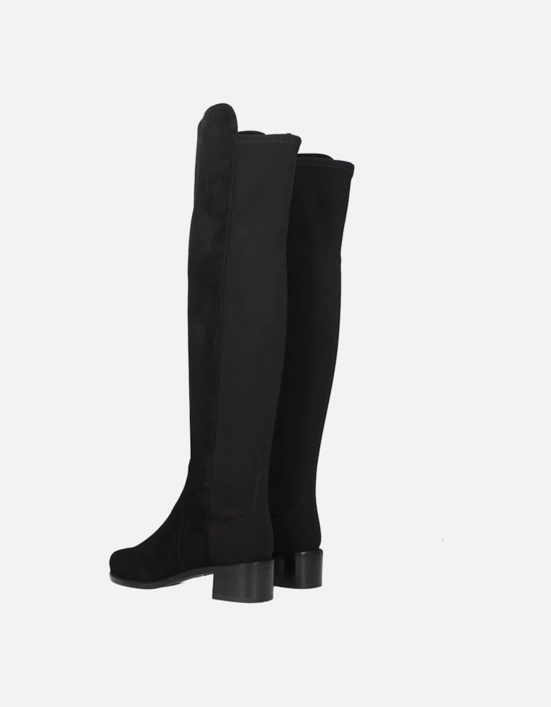 Vintage Effect Suede Boots with Mid Heels Women - Black