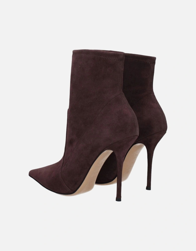 Suede Pointy Toe High Heel Ankle Boots Women - Brown