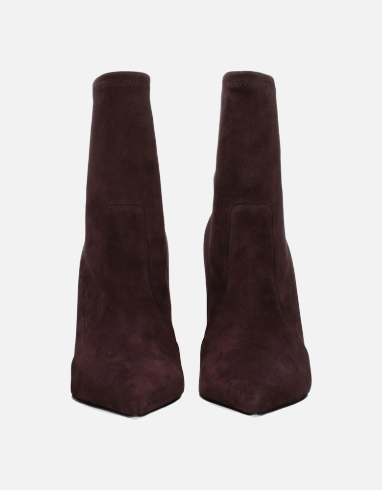 Suede Pointy Toe High Heel Ankle Boots Women - Brown
