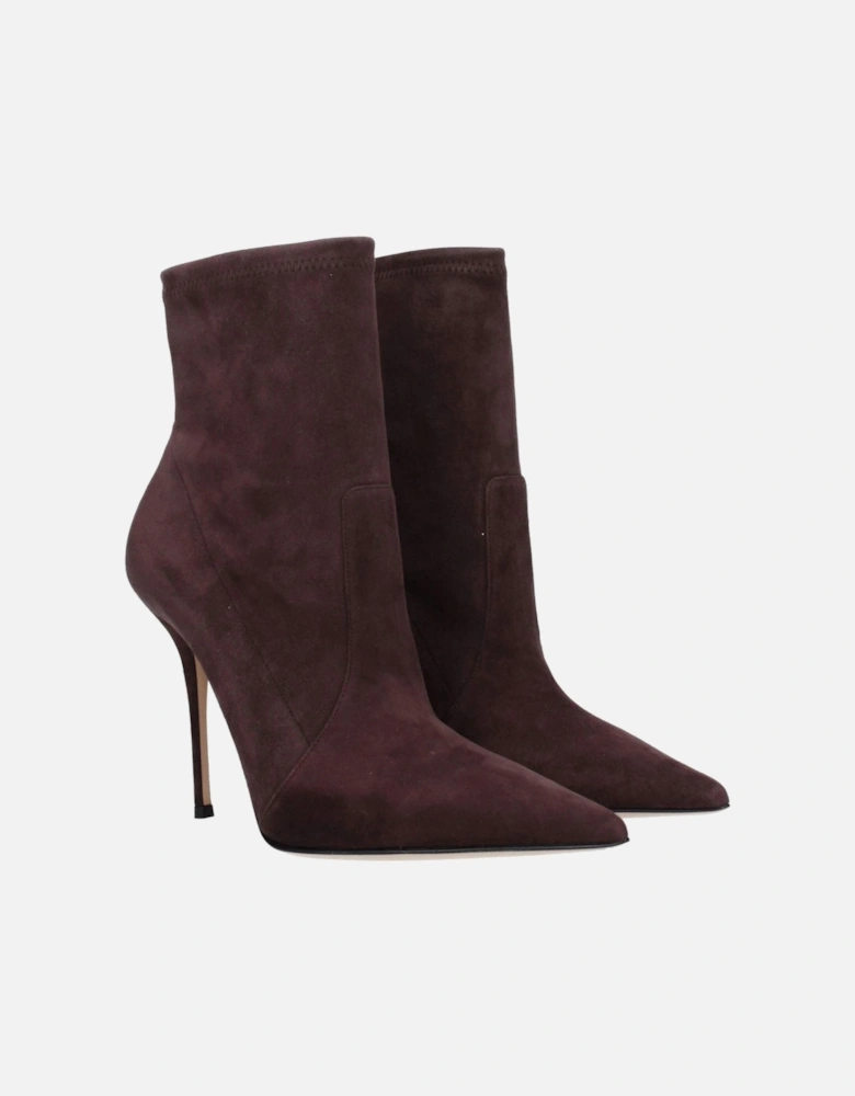 Suede Pointy Toe High Heel Ankle Boots Women - Brown