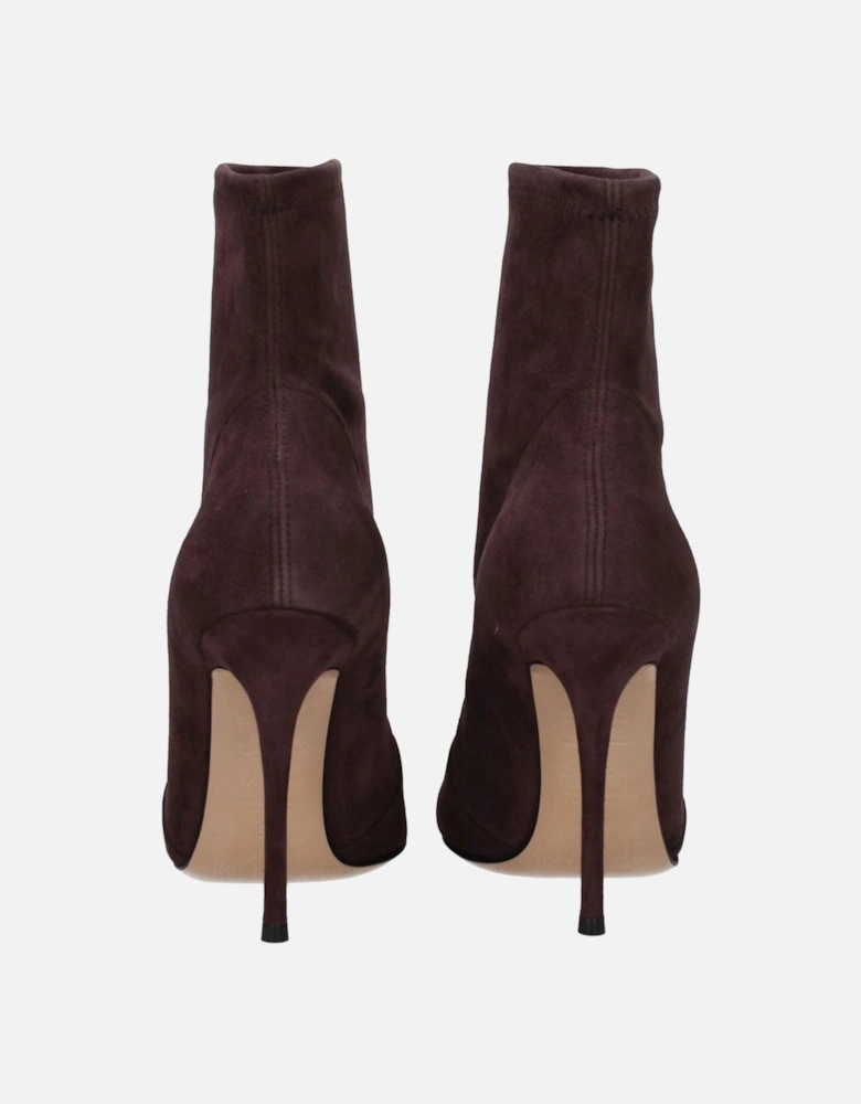 Suede Pointy Toe High Heel Ankle Boots Women - Brown