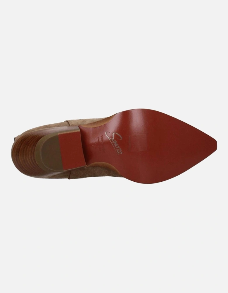 Suede Pointy Toe Ankle Boots with Mid Heels Women - Brown