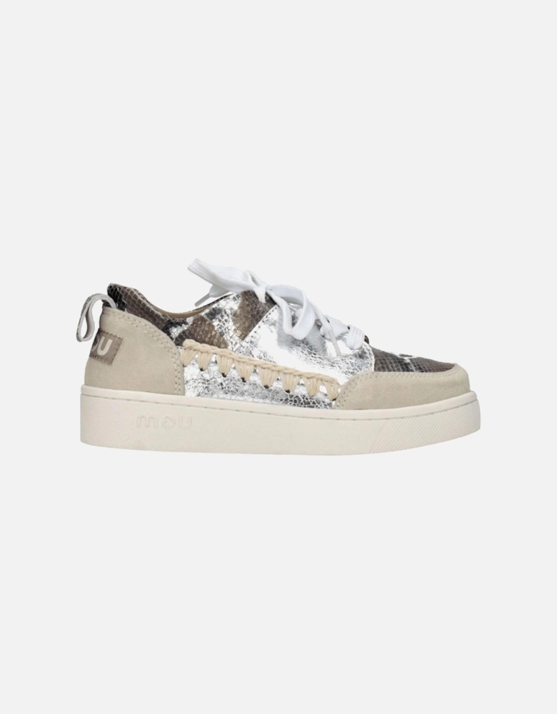 Leather Lace-Up Sneakers with Back Logo Women - Gray
