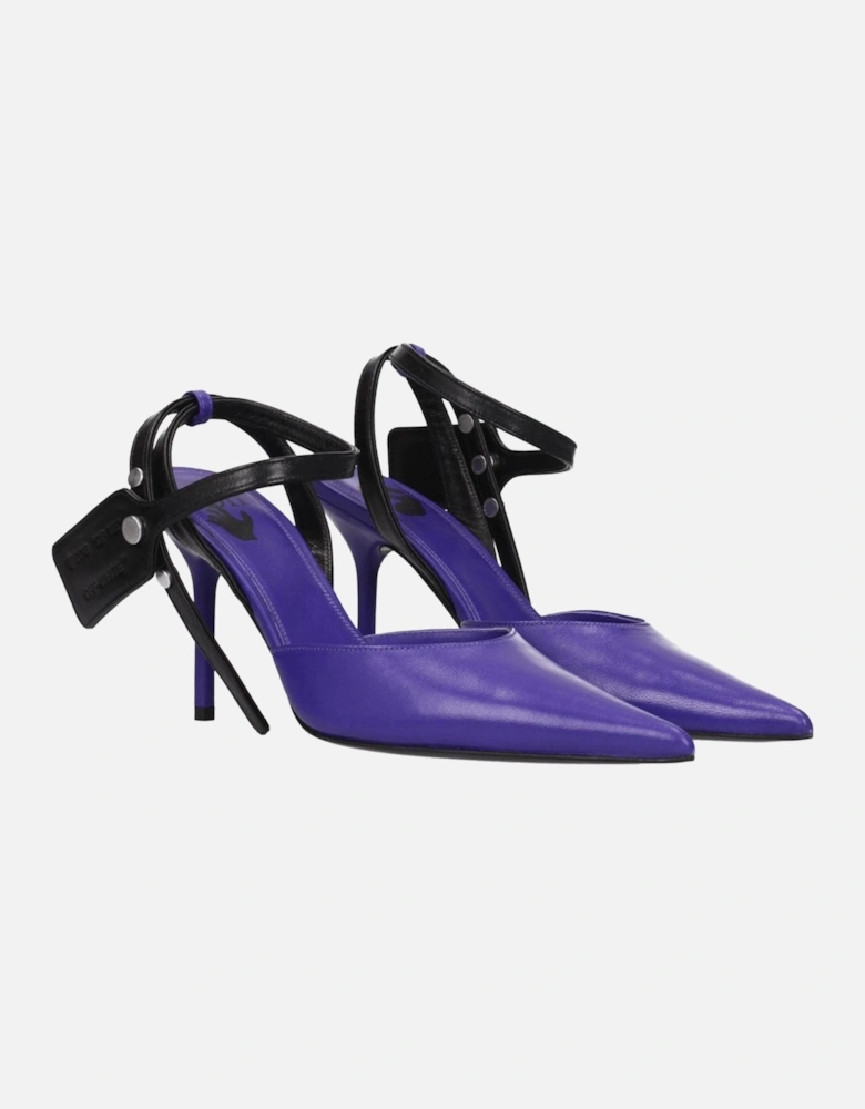 High Heel Pointy Toe Leather Sandals Women - Purple