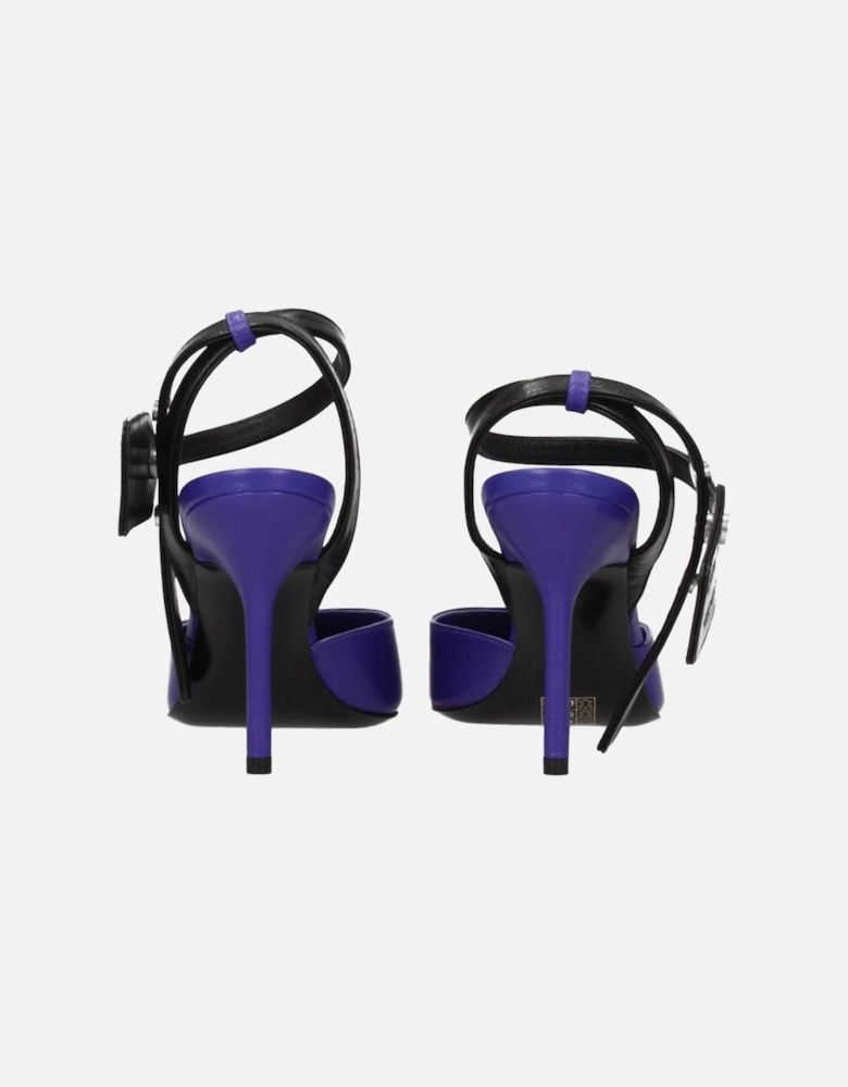 High Heel Pointy Toe Leather Sandals Women - Purple