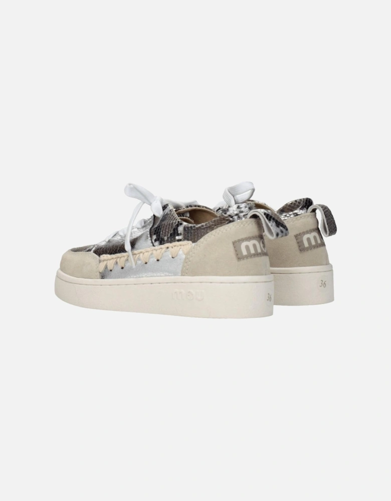 Leather Lace-Up Sneakers with Back Logo Women - Gray