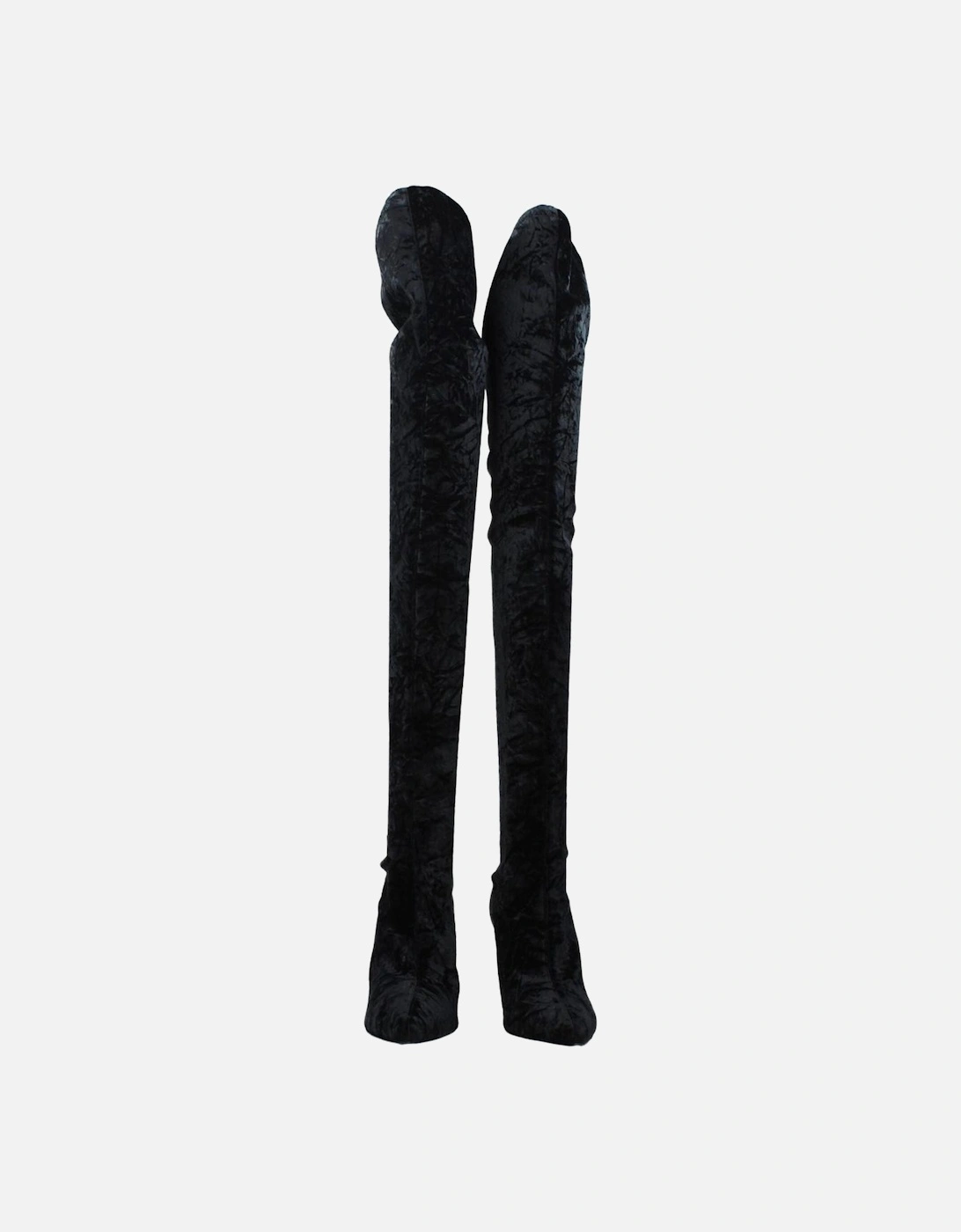 Velvet High Heel Pointed Toe Boots Women - Black