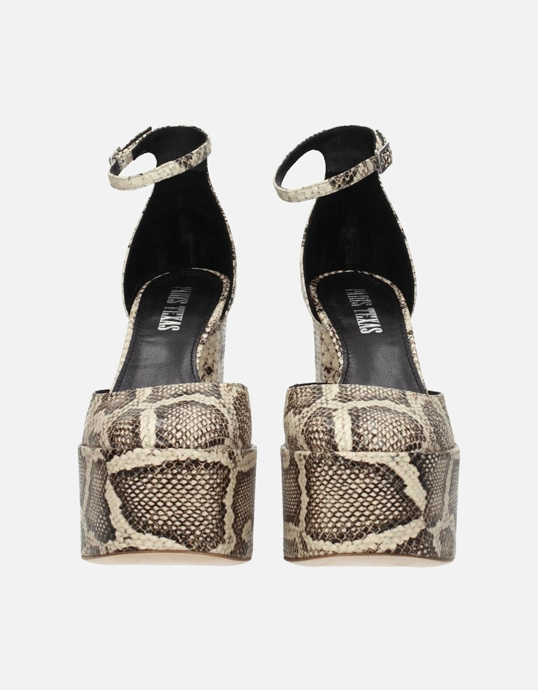 High Heel Leather Sandals with Buckle Closure Women - Beige